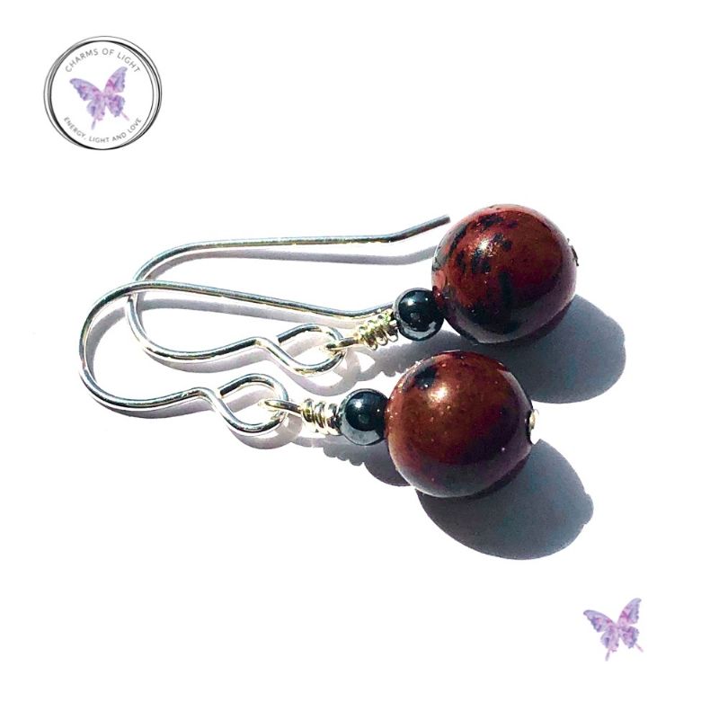 Mahogany Obsidian Hematite Earrings
